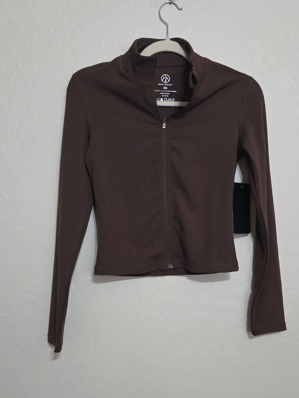 Yoga Brown Full-Zip Crop Jacket
